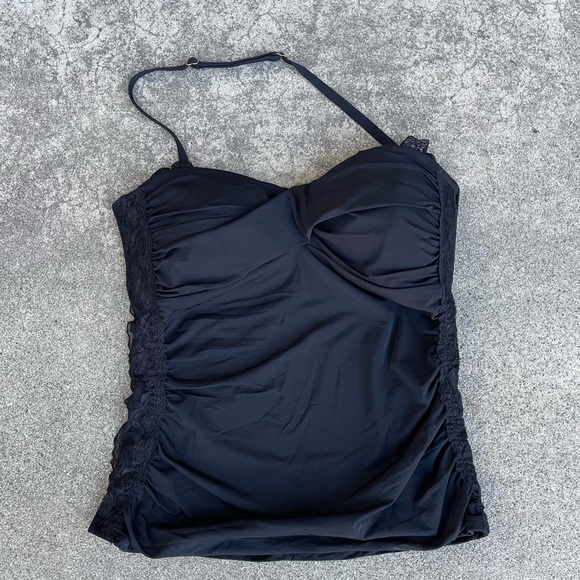 SPANX Lovely Lace Tankini Bikiniwear Top black size 12 style 1373 beach vacation - Picture 1 of 5